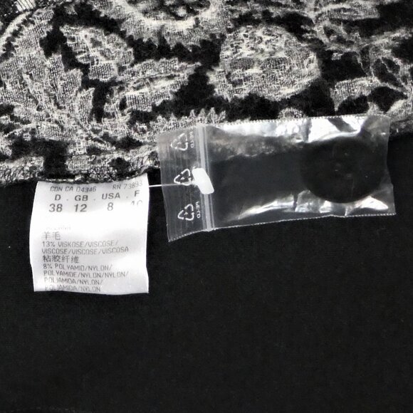 Hauber Black and white floral front wool Blend Knit Blazer Size 8 - Picture 13 of 13